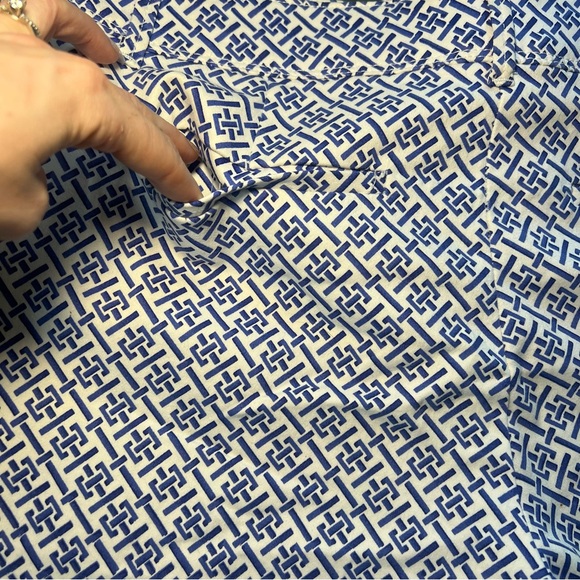 The Limited Royal Tiles Blue White Women's 10 Chino Cotton Shorts Summer Cottage - Picture 6 of 10
